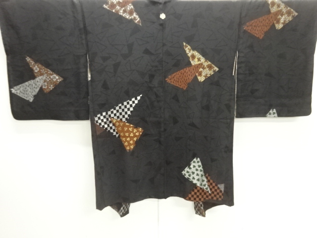 JAPANESE ANTIQUE HAORI / TAISHO ROMAN STYLE / URUSHI / WOVEN FLOWER